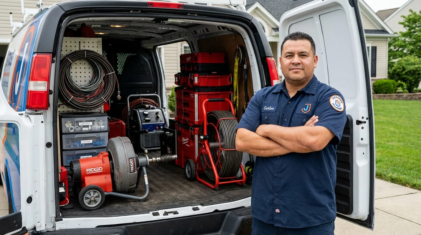 Professional drain cleaning equipment and Johns Plumbing LLC plumber in Orland