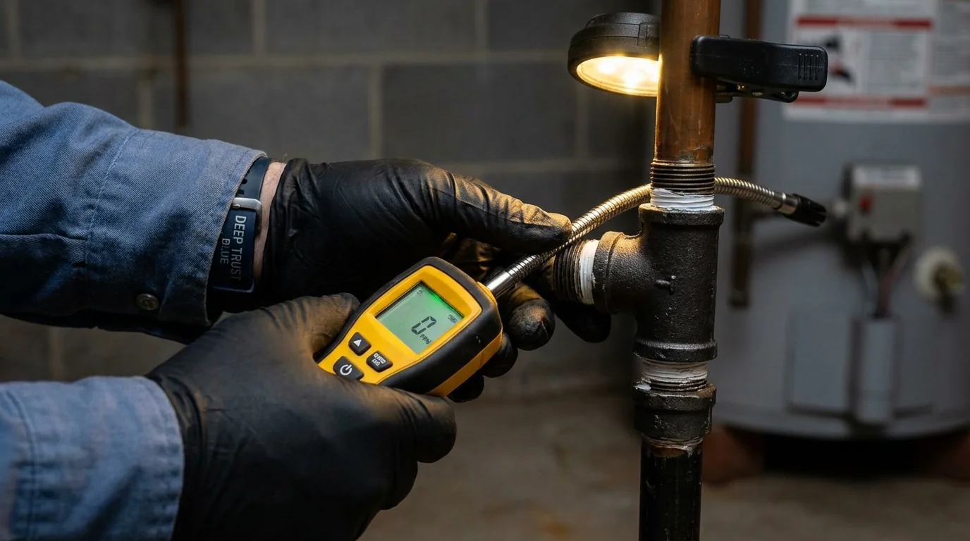 Gas leak detection with electronic sniffer by Johns Plumbing LLC in Orland