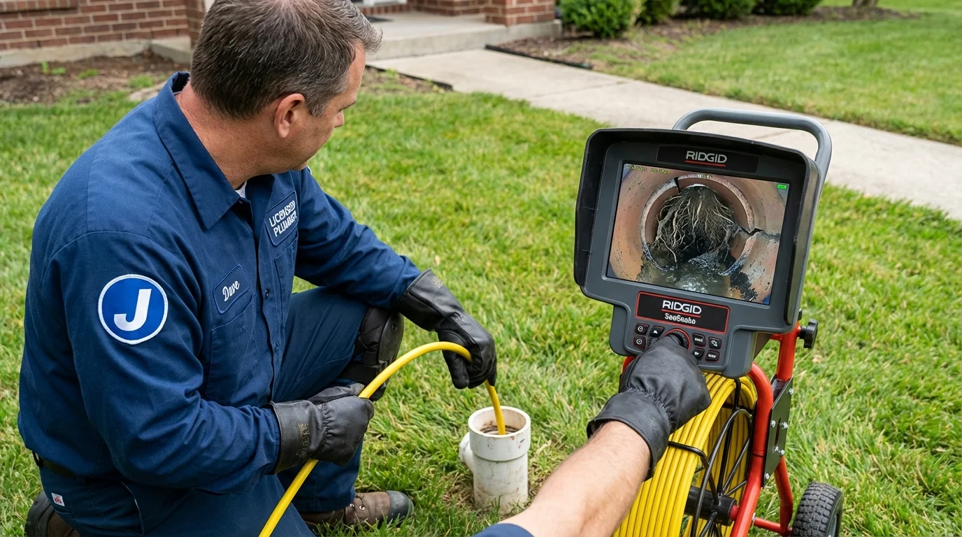 Sewer camera inspection being performed by Johns Plumbing LLC in Orland