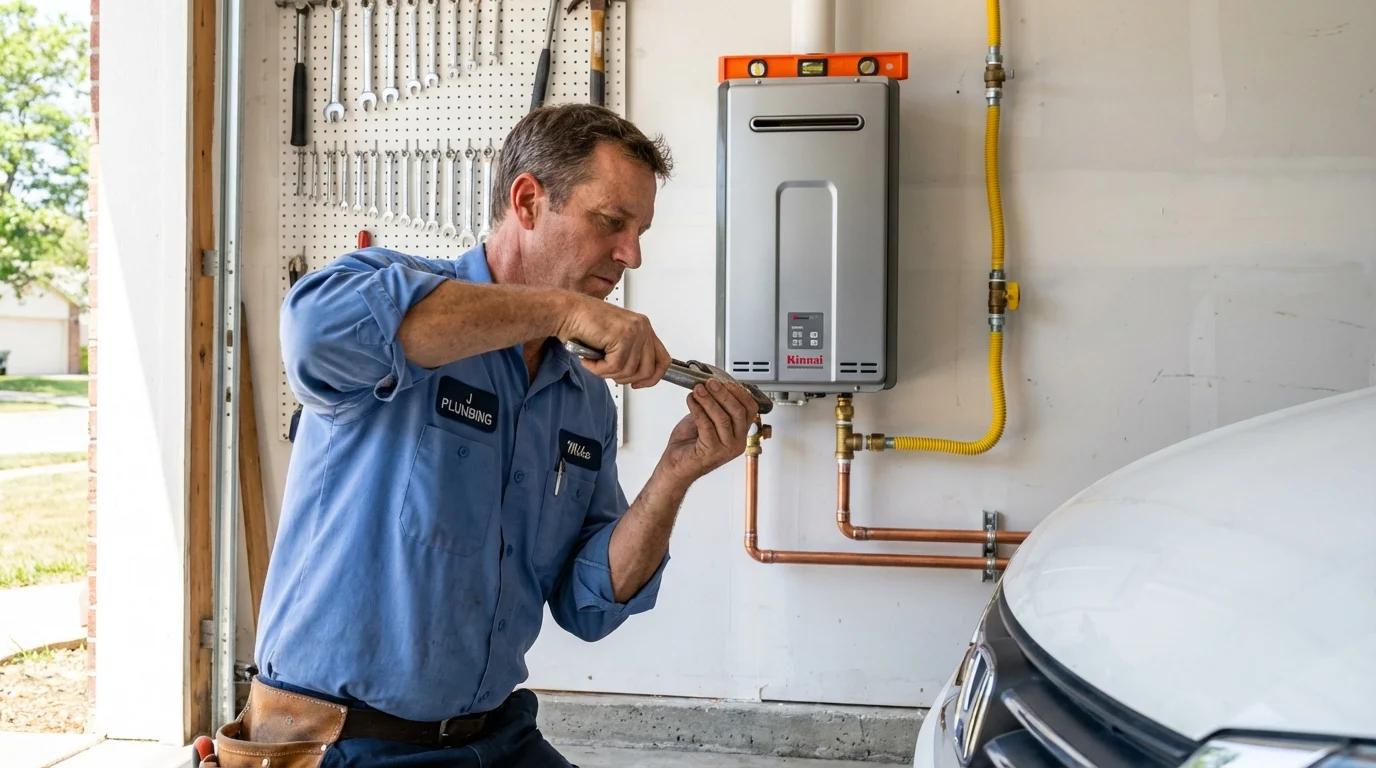 Tankless water heater installation by a Johns Plumbing LLC plumber in Orland